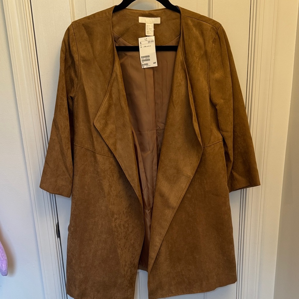 H&M Brown faux suede open jacket